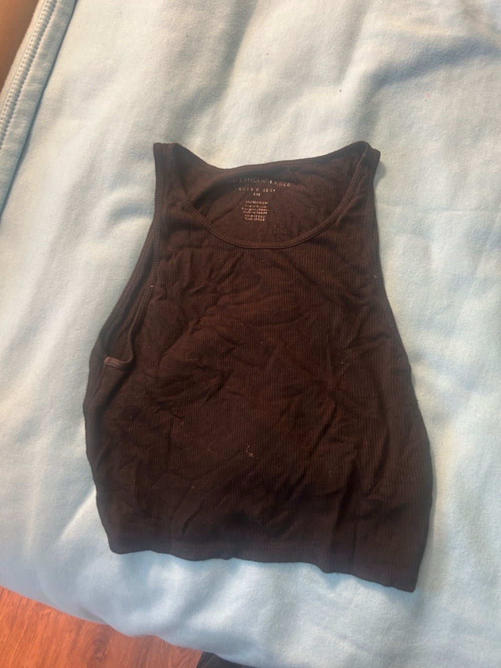 American Eagle Outfitters Black Ribbed Crop Tank